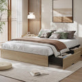 GarveeHome Queen Size Wood Platform Bed Frame with 2 Storage Drawers, Wooden Bed Frame Without Headboard, Wood Slat Support, No Box Spring Needed, Easy Assembly