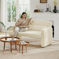 Furnimart Modern Loveseat Sofa, 54" 2-Seater Boucle Sofa, Comfy Upholstered Minimalist Couch, Small Couches for Small Spaces, Apartment, Office, Living Room, Bedroom, Dorm, Chenille White