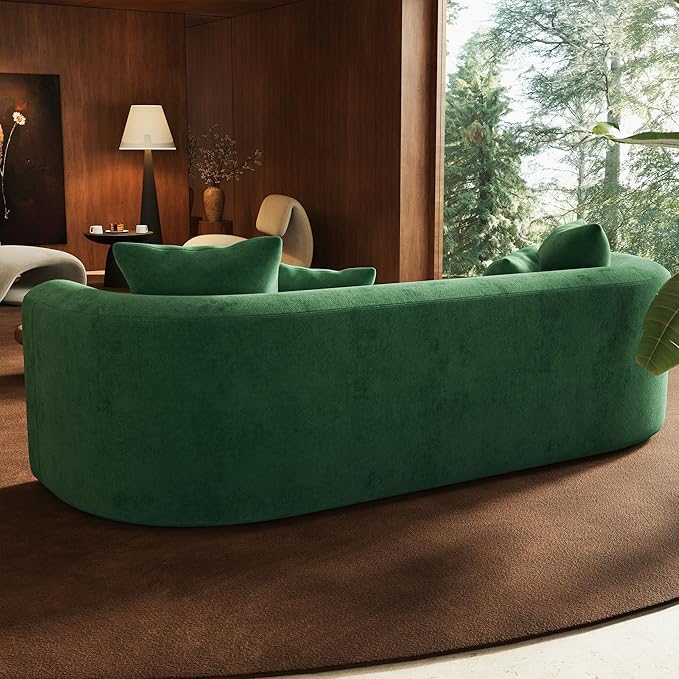 95" Modern Luxury Curved Back Sofa, Minimalist Style Oversized 3 Seat Extra Deep & Wide Seat Comfy No Assembly Boneless Couch for Living Room Office Apartment, Green