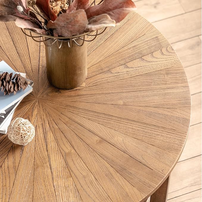 Round Coffee Table, 35" Circle Wood Coffee Table with Storage Shelf, 2 Tier Center Table for Living Room Apartment Home Furniture, Easy Assembly (Espresso,35" Dx35 Wx18 H)