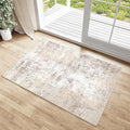 2x3 Washable Area Rug Beige Grey Abstract Non Slip Soft Low Pile Small Rug for Entryway Kitchen Bathroom Neutral Modern Throw Carpet for Living Room Bedroom Home Decor