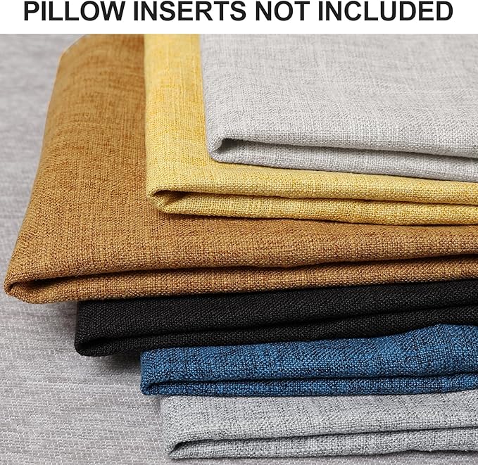 decorUhome Summer Decorative Throw Pillow Covers 18x18 Set of 2 Square Faux Linen Outdoor Neutral Farmhouse Pillow Covers with Stitched Edge for Couch Sofa Living Room, Bronze Gold