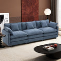 Ihanherry 111.4 Inch 3-Seater Cloud Sofa, Modular Sectional Couch, Modern Deep Seat Sofa for Living Room, Comfy Double Layer Upholstered Seat Cushion, Breathable Chenille Fabric, Blue