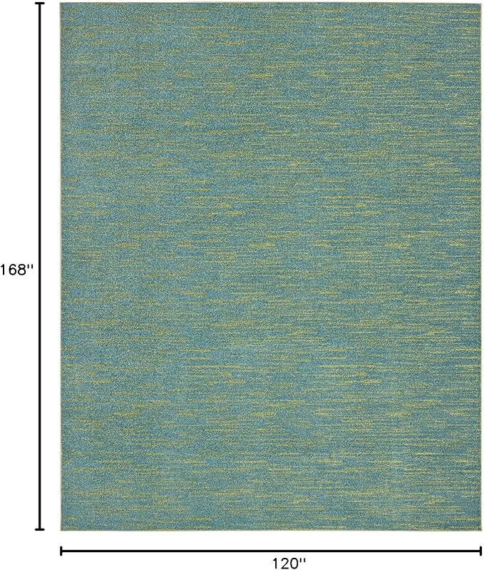 Nourison Home Nourison Essentials Blue Green 10' x 14' Area Rug - Easy Clean, Non Shedding, Bed Room, Living Room, Dining Room, Kitchen (10' x 14')