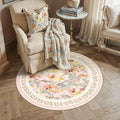 3x3 Washable Area Rug for Entryway Beige Pink Floral Abstract Soft Throw Rug Modern Non Slip Low Pile Small Carpet for Kitchen Bathroom Living Room Bedroom