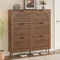 BORNOON Shoe Cabinet for Entryway with 6 Flip Drawers, Slim Wooden Shoe Storage Organizer with Modern Fluted Pannel，Freestanding Narrow Hidden Shoe Rack for Hallway, Foyer, Living Room