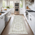 Runner Rug 2'x8' Washable Vintage Area Rugs for Hallway Non Slip Laundry Rug Runner Boho Floor Carpet Runners for Entryway Laundry Room Kitchen Bathroom (2'x8',Blue＆Beige)