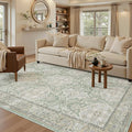 Soalmost 6x9 Area Rug for Living Room Washable 6x9 Rug Non-Slip Modern Rugs for Bedroom Dinning Room Ultra-Thin Indoor Green/Brown Rug