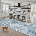 Soalmost Runner Rug 3x8 Washable Non-Slip Hallway Runner Rugs for Kitchen Bathroom Laundry Room Blue/Grey Vintage Floor Carpet Runners for Hallways Entryway