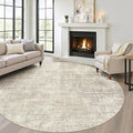 6ft Round Rug Living Room: 6x6 Washable Large Neutral Brown Circle Area Rug Abstract Soft Modern Stain Resistant Indoor Floor Non-Slip Carpet for Bedroom Nursery Kids Office Playroom Dining Room