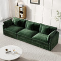 Modular Sectional Sofa, 111.5 Inch I-Shaped Cloud Sofa with Deep Seat Chenille Sofa with Cushions, Three-Self Sectional Sofa for Living Room Apartment,Evergreen