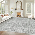 Living Room Rugs 9x12: Washable Moroccan Geometric Boho Rug Farmhouse Non Slip Stain Resistant Large Rug Low Pile Soft Carpet for Bedroom Dining Room Children Room (Grey,9'x12')