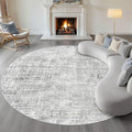 10ft Round Rug Living Room: 10x10 Washable Large Neutral Grey Circle Area Rug Abstract Soft Modern Stain Resistant Indoor Floor Non-Slip Carpet for Bedroom Nursery Kids Office Playroom Dining Room
