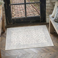 2x3 Blue Washable Area Rug for Living Room Bedroom Neutral Soft Floral Non Slip Thin Throw Rug Lightweight Vintage Low Pile Distressed Doormat Nursery Entrance Playroom Front Door Bathroom