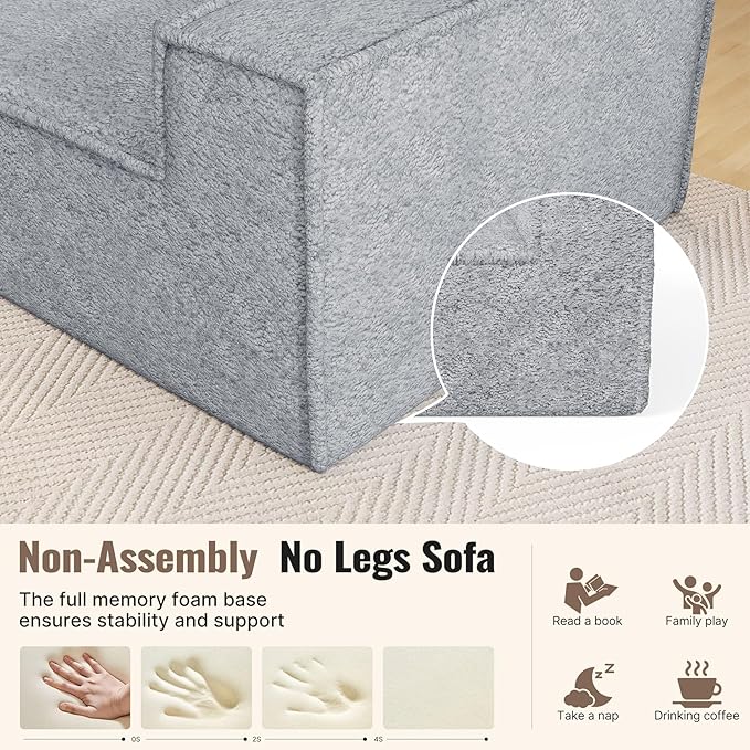 77'' Modern Cloud Loveseat Sofa in Chenille, Deep Seat Boneless Couches Includes 2 pcs Pillows for Living Room, Bedroom, Apartment(Gray)