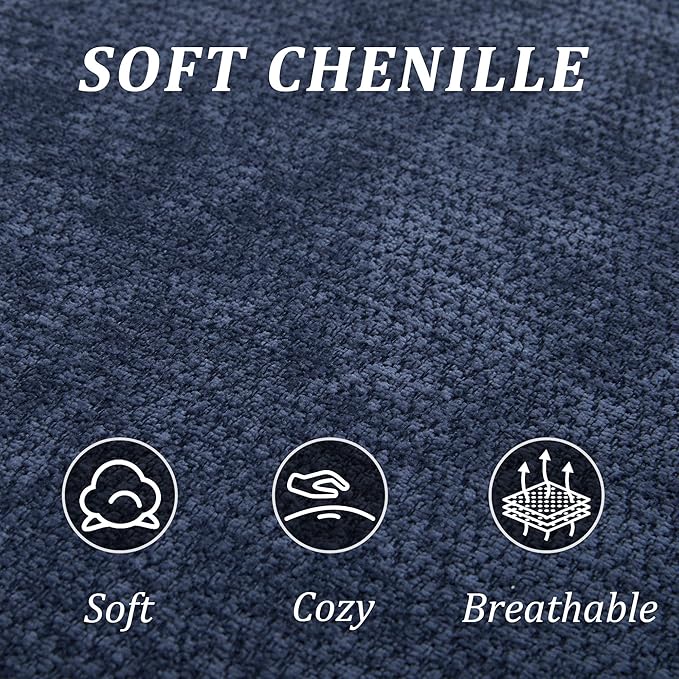95” Modern Curved Sofa, Chenille Fabric Comfy Cloud Couch, No Assembly Required Half Moon Couch with Deep Seat, 4 Pillows for Living Room, Apartment, Bedroom