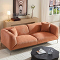 MEETAKING 82.7" Modern Boucle Sofa, 3-Seater Upholstered Couch with Metal Legs, Luxury Deep Seats Cloud Curved Sofas, Minimalist Comfy Couches for Living Room, Apartment, Home Office, Bedroom - Orange