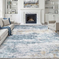 9x12 Area Rug Living Room: Washable Large Neutral Rugs Abstract Soft Modern Stain Resistant Indoor Floor Non-Slip Carpet for Bedroom Nursery Kids Office Playroom Dining Room Under Table- Blue Gold