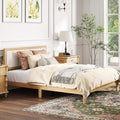 HOMCOM Queen Size Bed Frame with Upholstered Headboard, Platform Bed Frame with Wooden Slats, No Box Spring Needed, Easy Assembly, Natural
