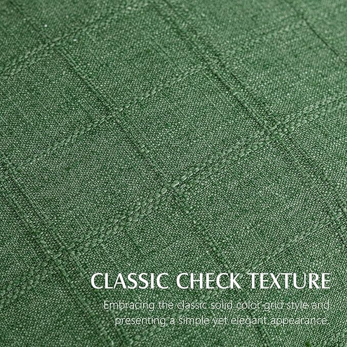 Foindtower Set of 2 Decorative Linen Check Throw Pillow Covers Neutral Farmhouse Vintage Cushion Covers Modern Boho Accent Home Decor for Sofa Chair Couch Bedroom Living Room,22×22 Inch,Forest Green