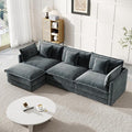 Modular Sectional Sofa, 111.5 Inch L-Shaped Cloud Sofa with Deep Seat Chenille Sofa with Cushions, Three-Self Sectional Sofa for Living Room Apartment,Gray
