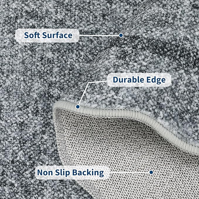GarveeHome Scalloped Washable Area Rugs 9 x 12 Rug for Living Room Modern Rug Non Slip Throw Rugs Large Bedroom Rugs Low Pile Stain Resistant Carpet for Dining Room Nursery 9'x12' Grey