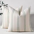 Hckot Spring Throw Pillow Covers 18x18 Set of 2 Green Pillow Covers Farmhouse Decorative Pillows Textured Linen Square Cushion Covers for Sofa Couch Bed Living Room Decor(Dark Green)