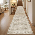 Soalmost Runner Rug 2'x10' Washable Non-Slip Runner Rugs for Kitchen Bathroom Laundry Room Brown Vintage Floor Carpet Runners for Hallway Entryway