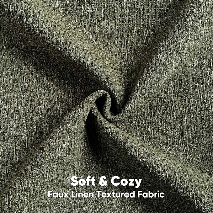 HAUSSY Moss Green Throw Pillow Covers 18x18 Inch Set of 2,Boho Decorative Faux Linen Throw Pillows Cozy Farmhouse Accent Cushion Covers,Home Decor for Couch Sofa Bed Living Room