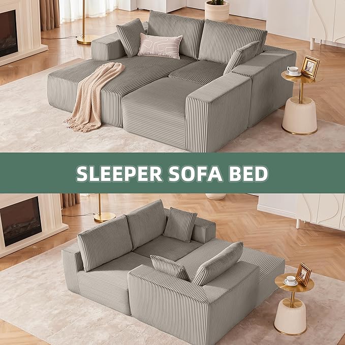 108” Modular Sectional Sofa, Cloud Sectional Couch with Deep Seat, Boneless Couches for Living Room Bedroom, Modern Modular L-Shape Sofa Couch with Chaise (LightGray, Left Facing Chaise)