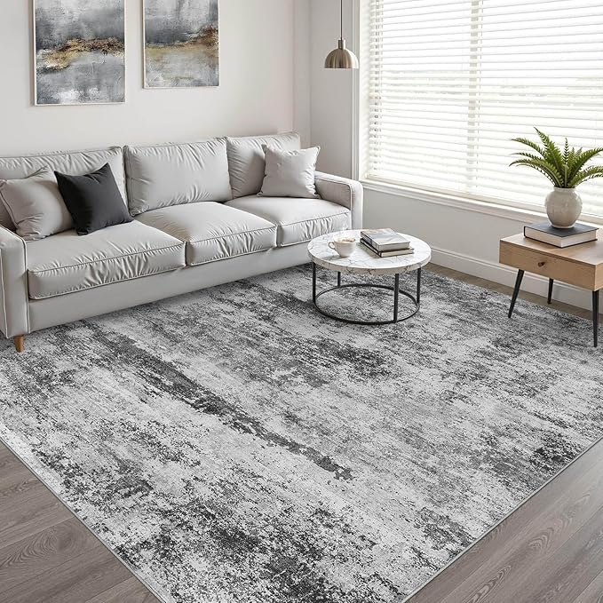 8x10 Area Rugs Living Room: Washable Large Abstract Neutral Modern Soft Rug Stain Resistant Indoor Floor Non-Slip Accent Carpet for Bedroom Nursery Playroom Dining Room Office Dorm Home House Decor