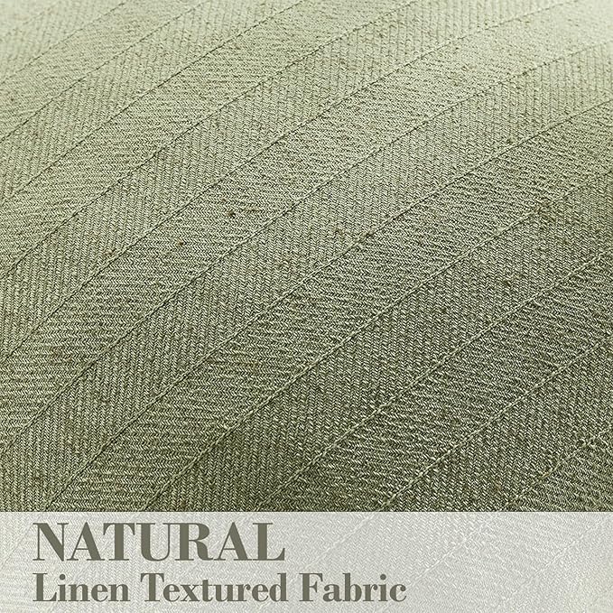 DEZENE 12x20 Linen Pillow Covers Sage Green Pack of 2 Farmhouse Boho Neutral Accents Striped Textured Rectangular Lumbar Decorative Throw Pillow Cases for Living Room Couch Bed Home Decor