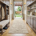 FMFUNCTEX 2x6 Runner Rug Brown Vintage Neutral Washable Distressed Oriental Non Slip Low Pile Indoor Carpet Retro Hallway Entryway Rug for Kitchen Living Room Bedroom Bathroom Laundry Entry Bedside