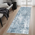 Soalmost Runner Rug 2x5 Washable Non-Slip Kitchen Runner Rugs for Bathroom Laundry Room Blue/Grey Vintage Floor Carpet Runners for Hallway Entryway
