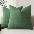 Foindtower Set of 2 Decorative Linen Check Throw Pillow Covers Neutral Farmhouse Vintage Cushion Covers Modern Boho Accent Home Decor for Sofa Chair Couch Bedroom Living Room,22×22 Inch,Forest Green