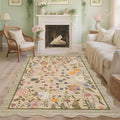 Garvee Washable 9x12 Area Rugs for Living Room Non Slip Botanical Snake Rugs for Bedroom, Boho Scalloped Stain-Resistant Dining Room Rug for Under Table Carpet for Home Office Playroom Farmhouse,Brown