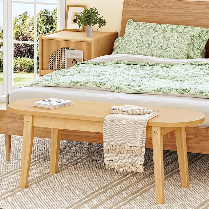 HOOBRO 39.4'' Dining Bench, Farmhouse Kitchen Table Bench, Bamboo Entryway Bench, Sturdy Dining Room Bench, Easy to Assemble, Wooden Bench for Living Room, Hallway, Bedroom, Bathroom, Natural YL19CD01