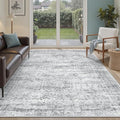 Soalmost 7x9 Area Rug for Living Room Washable Abstract Vintage Soft Thin Indoor Floor Non-Slip Carpet for Bedroom Dining Room Grey