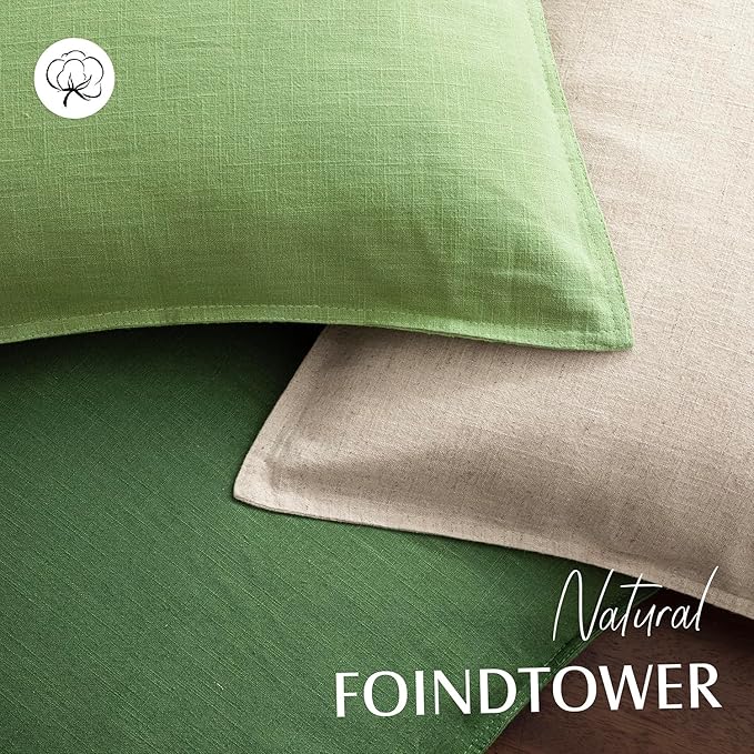 Foindtower Pack of 2, Decorative Linen Soild Throw Pillow Covers Soft Accent Euro Cushion Case Boho Farmhouse Pillowcase for Chair Couch Sofa Bedroom Living Room Home Decor 24 x 24 Inch Lime Green