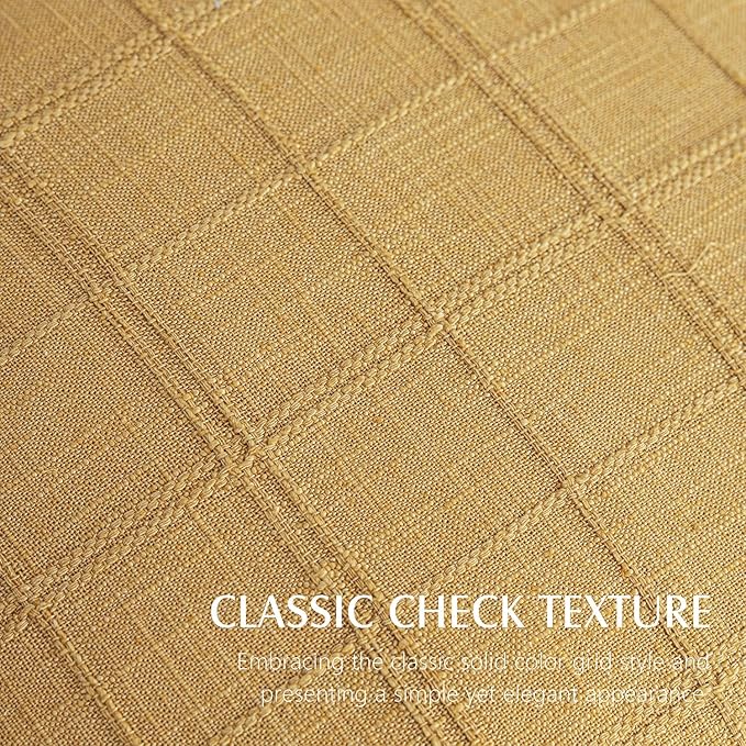 Foindtower Set of 2 Decorative Linen Check Throw Pillow Covers Neutral Farmhouse Vintage Cushion Covers Cozy Modern Boho Accent Home Decor for Sofa Chair Couch Bed Living Room,14×36 Inch,Amber Gold