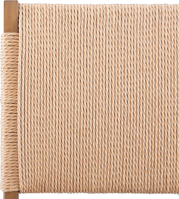 Bennett Natural Folding Chair with Rope Back and Linen Upholstered Seat Set of 2 by Linon