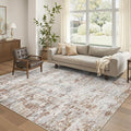 Art&Tuft Washable Rugs 5x7 - Stain Resistant Anti-Slip Backing Abstract 5x7 Area Rugs for Living Room, Foldable Machine Washable Area Rug(5'x7', Rust)