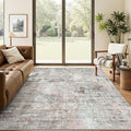 Soalmost 6x9 Abstract Area Rugs for Living Room 6 x 9 Washable Grey Pink Non Slip Low Pile Rugs for Bedroom Dining Room Foldable Thin