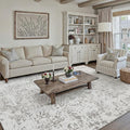 6x9 Fluffy Area Rug Grey Shag Neutral Carpet for Living Room Soft Medium Pile Floral Rug for Bedroom Dorm Office Dining Room Kitchen Nursery Modern Decor