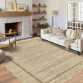 GarveeHome Scalloped Washable Area Rug 6x9 Rug for Living Room Modern Rug Non Slip Throw Rugs Large Rugs for Bedroom Low Pile Non Shedding Stain Resistant Carpet for Dining Room 6 ft x9 ft Jute