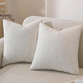 Decorative Neutral Striped Throw Pillow Covers Set of 2-20x20 Inch Boho Farmhouse Pillow Covers, Breathable & Soft Neutral Linen Blend Cushion Covers for Couch Sofa Bedroom Living Room