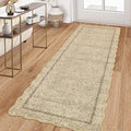 GarveeHome Scalloped Washable Runner Rug 2x6 Runner Modern Kitchen Runner Rug Non Slip Farmhouse Entryway Rug Soft Bathroom Rugs Stain Resistant Carpet for Laundry Bedroom 2 ft x6 ft Jute