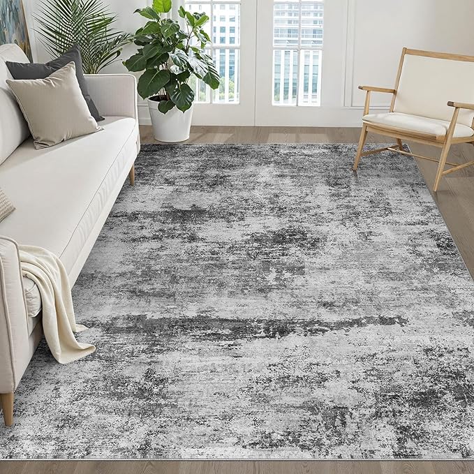 6x9 Area Rugs Living Room: Washable Large Abstract Neutral Modern Soft Rug Stain Resistant Indoor Floor Non-Slip Accent Carpet for Bedroom Nursery Playroom Dining Room Office Dorm Home House Decor