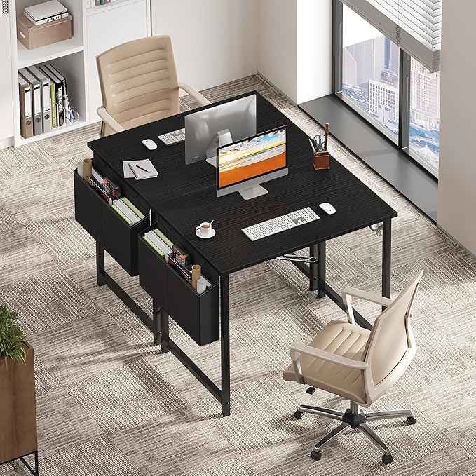 OLIXIS Computer Desk 31 Inch Home Office Desks for Small Spaces, Gaming Writing Study Work Table with Storage Bag and Headphone Hook for Bedroom, Black