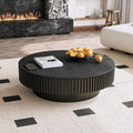 39.37" Round Coffee Table with Storage for Living Room Wood Coffee Table Contemporary Circle Center Table for Apartment, Easy Assembly, Black